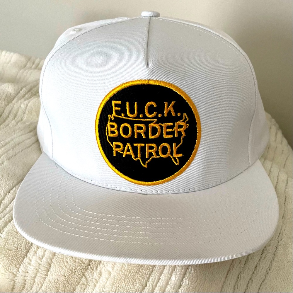 NWOT RARE Supreme Hat F Border patrol men’s guys political hat white adjustable